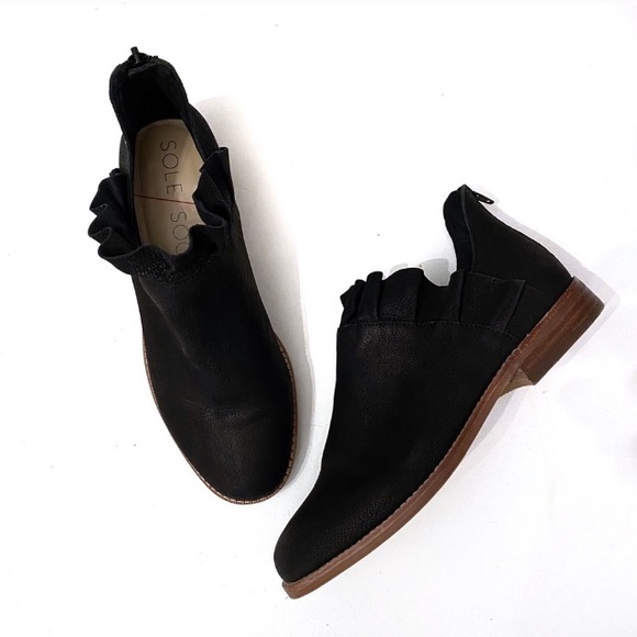 brinya leather ruffle bootie